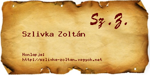 Szlivka Zoltán névjegykártya