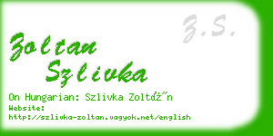 zoltan szlivka business card